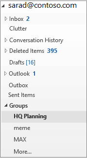 office 365 groups in outlook 2016 for mac